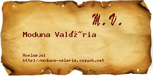 Moduna Valéria névjegykártya